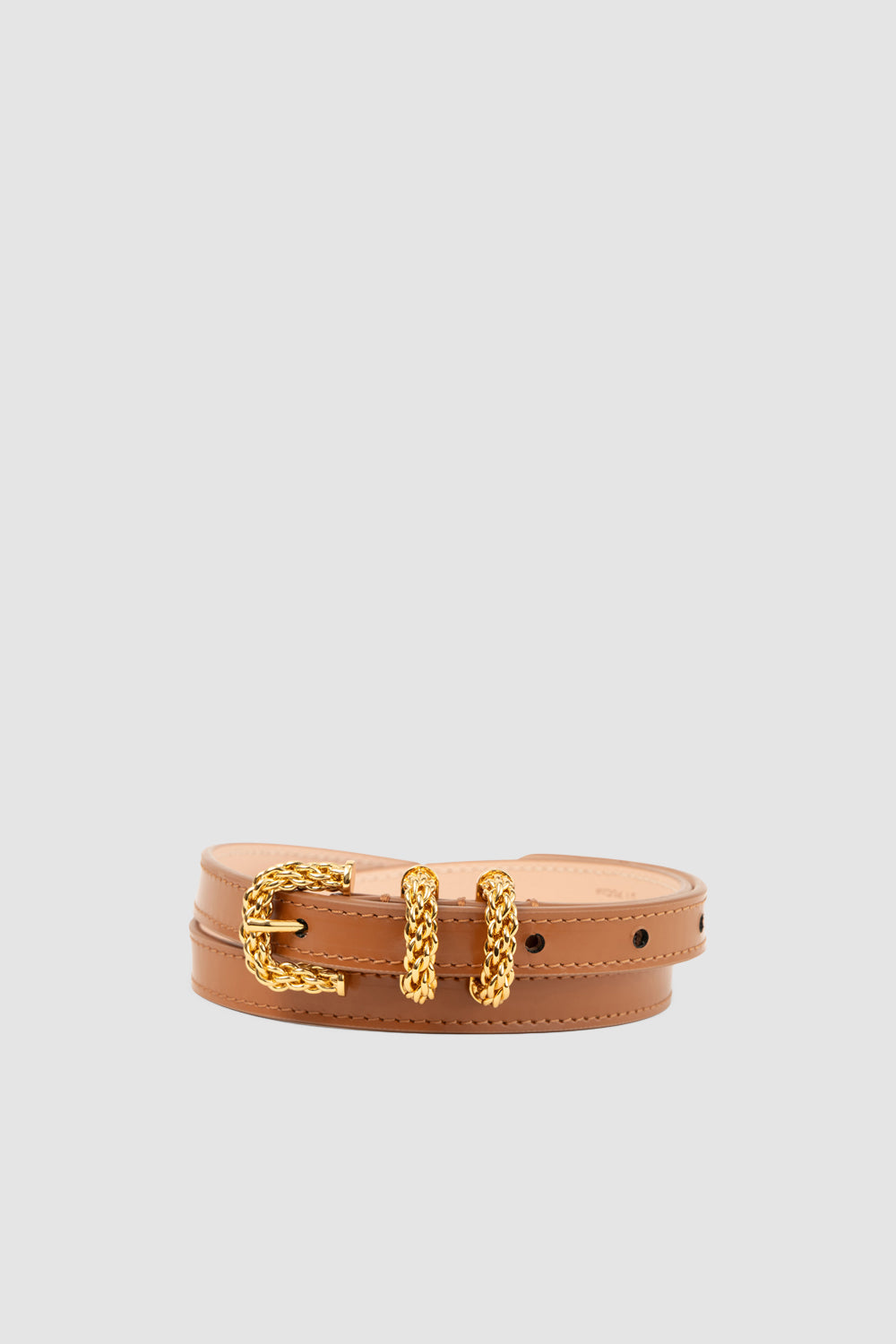 Kat Summer Tan Semi Patent Leather Belt