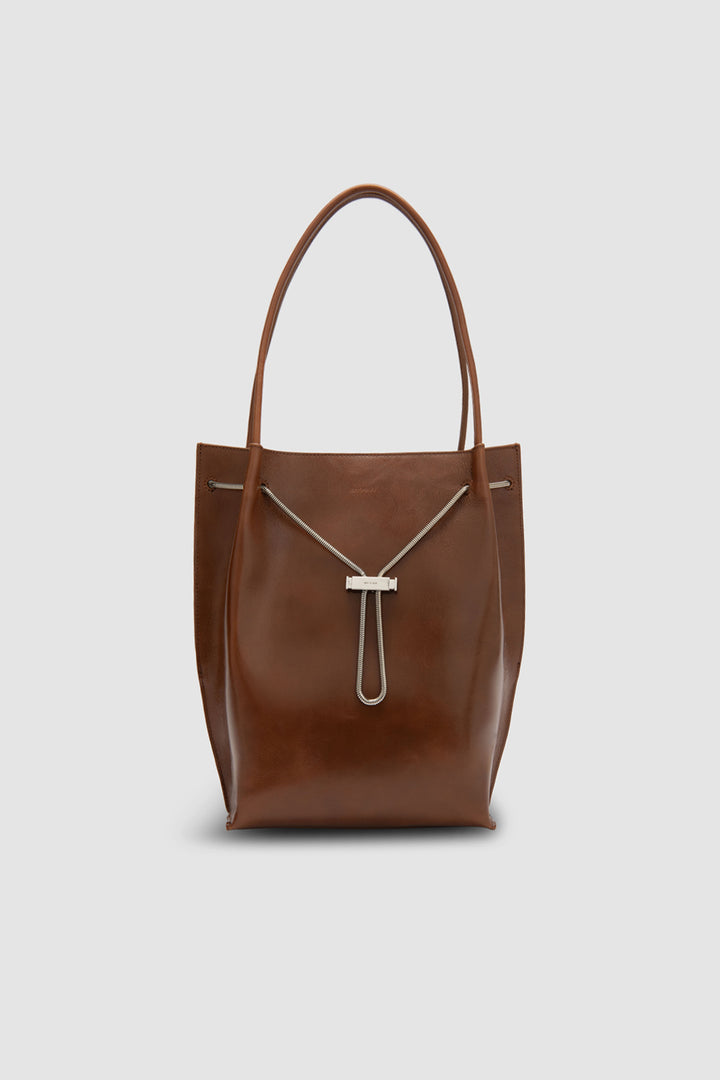 Kayla Tan Distressed Leather Shoulder Bag