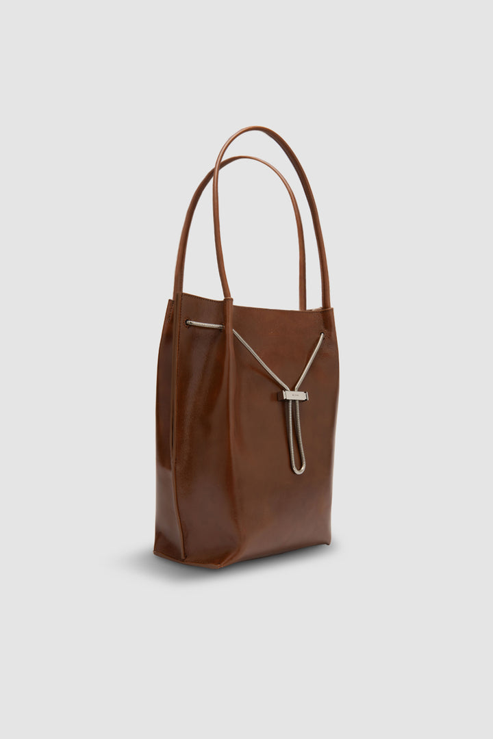 Kayla Tan Distressed Leather Shoulder Bag