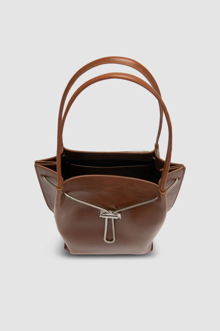 Kayla Tan Distressed Leather Shoulder Bag