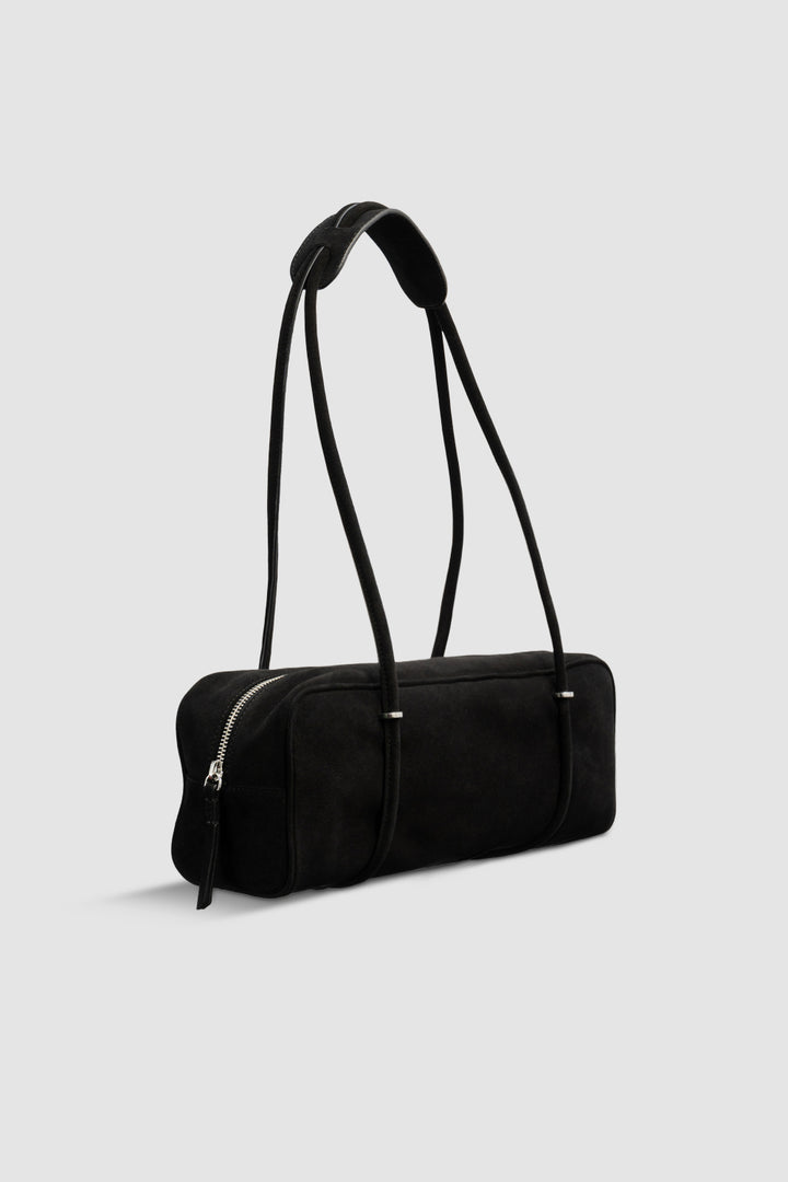 Kimberly Black Suede Leather Shoulder Bag