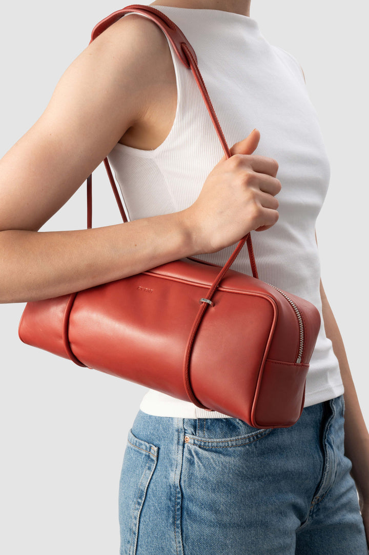Kimberly Blood Red Nappa Leather Shoulder Bag