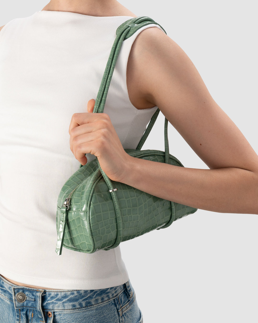 Kimberly Bowler Fresh Croco Embossed Leather Shoulder Bag