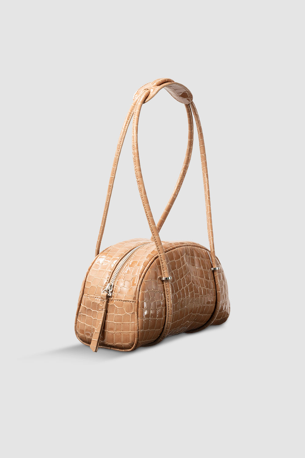 Kimberly Bowler Light Tan Croco Embossed Leather Shoulder Bag