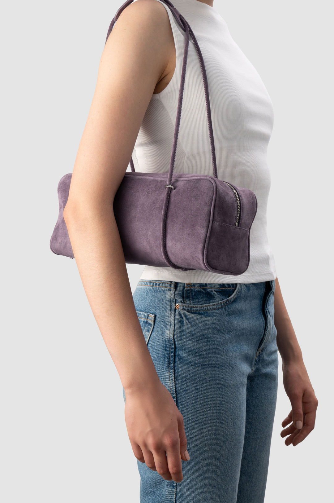 Kimberly Deep Purple Suede Leather Shoulder Bag