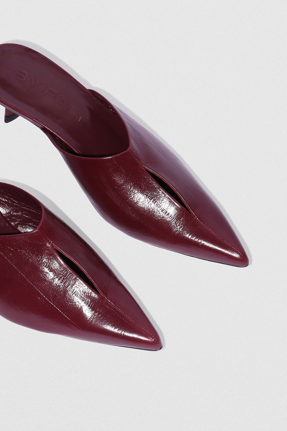 Luciana Sour Cherry Eel Embossed Leather Mule
