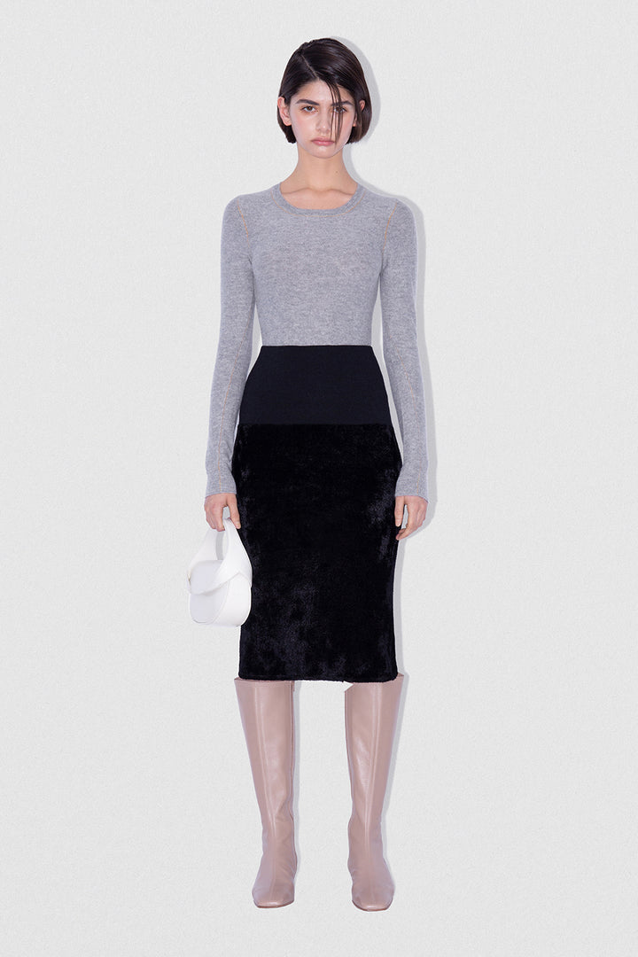 Lucille Skirt Black Velvet Knit