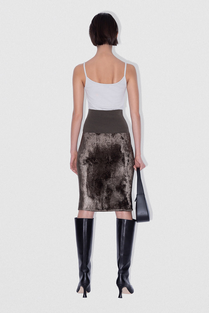 Lucille Skirt Dark Taupe Velvet Knit