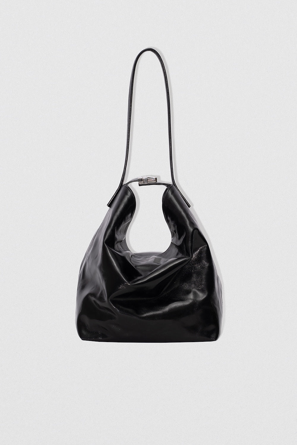 Maxi Bea Black Creased Calf Leather Hobo Bag