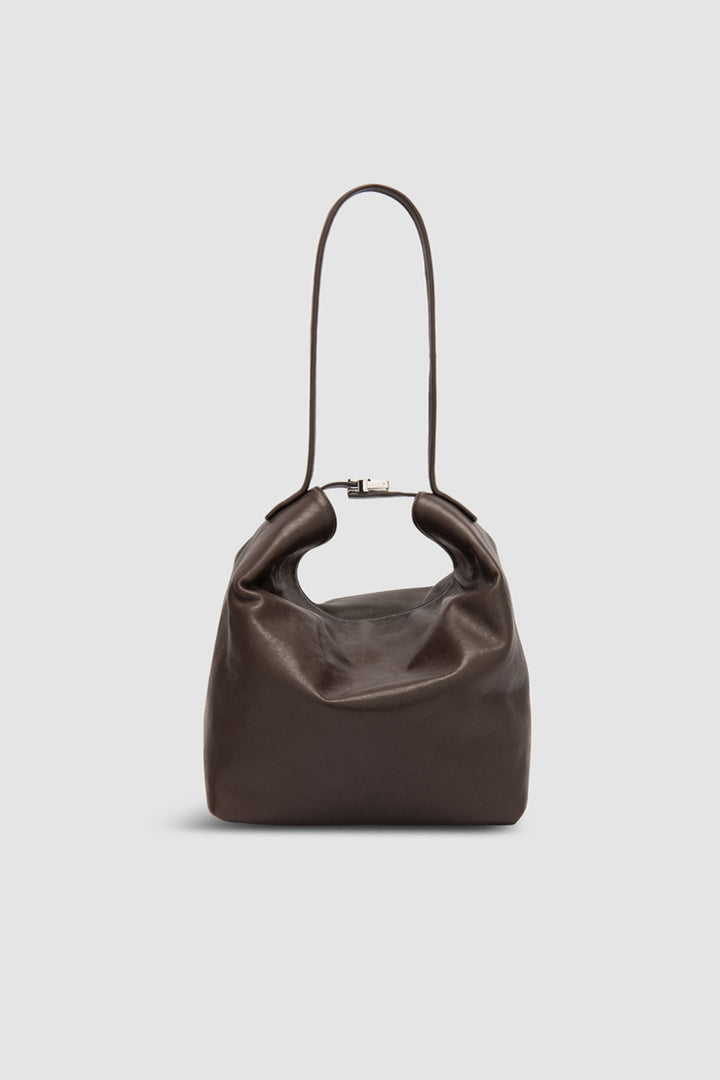 Maxi Bea Ristretto Washed Leather Hobo Bag