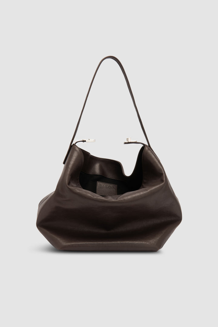 Maxi Bea Ristretto Washed Leather Hobo Bag