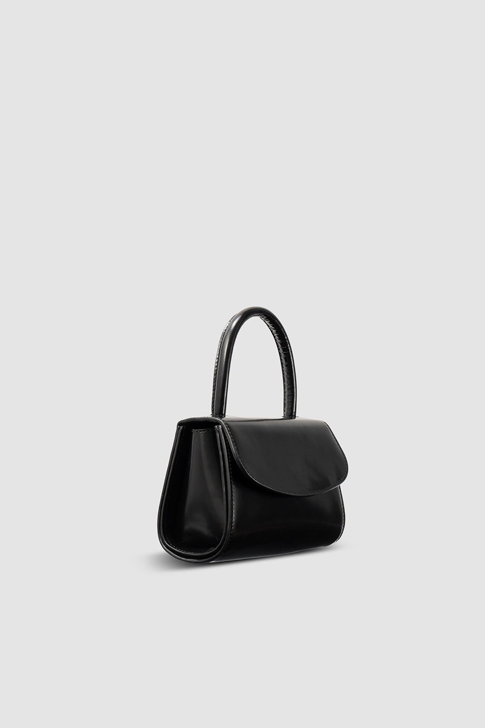 Mini 2.0 Black Semi Patent Leather Top-Handle Bag