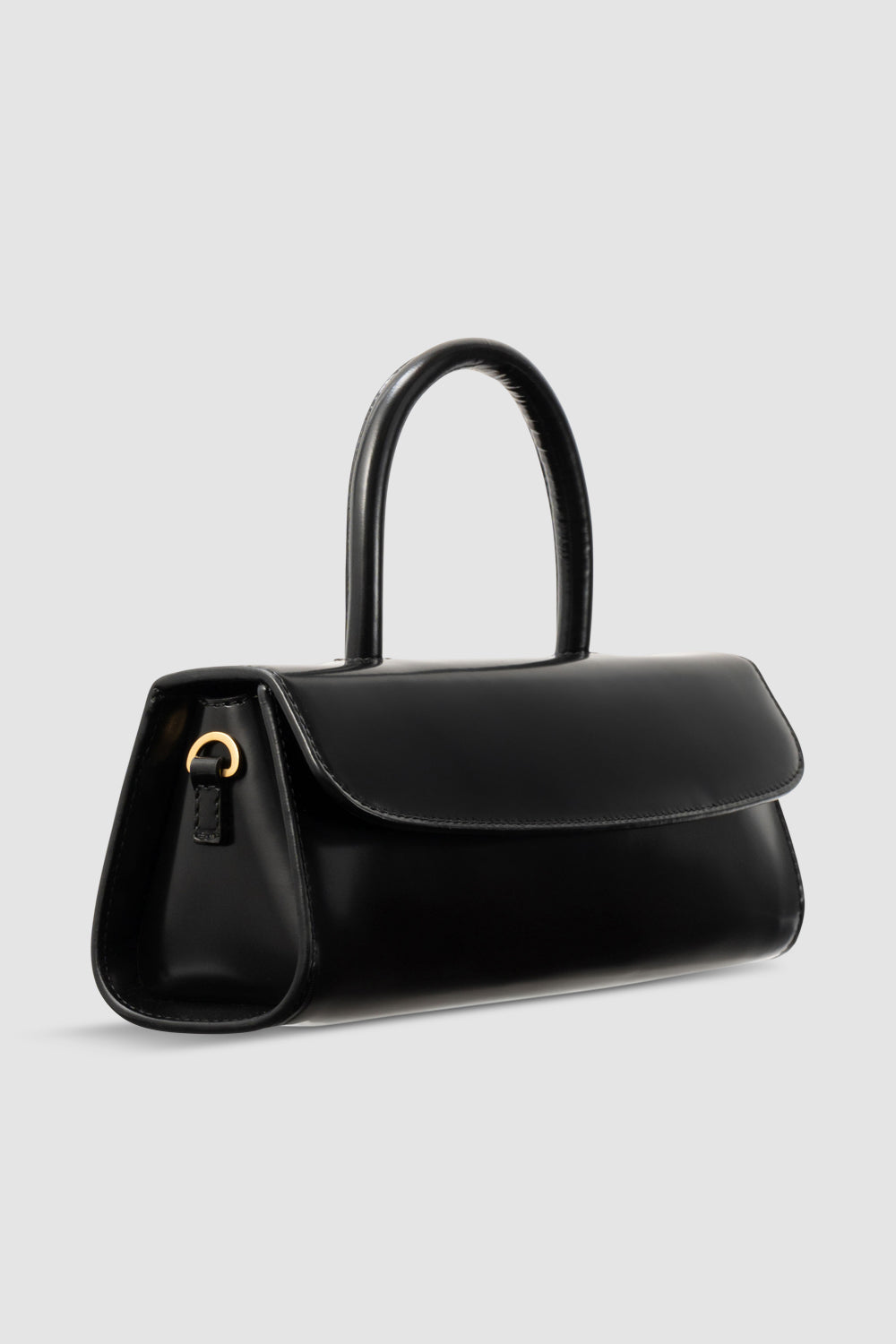 Mini Longa Black Semi Patent Leather Top-Handle Bag