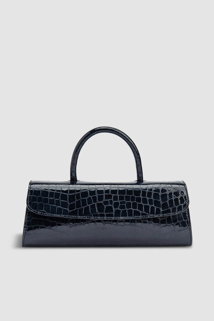 Mini Longa Croco Embossed Top-Handle Bag