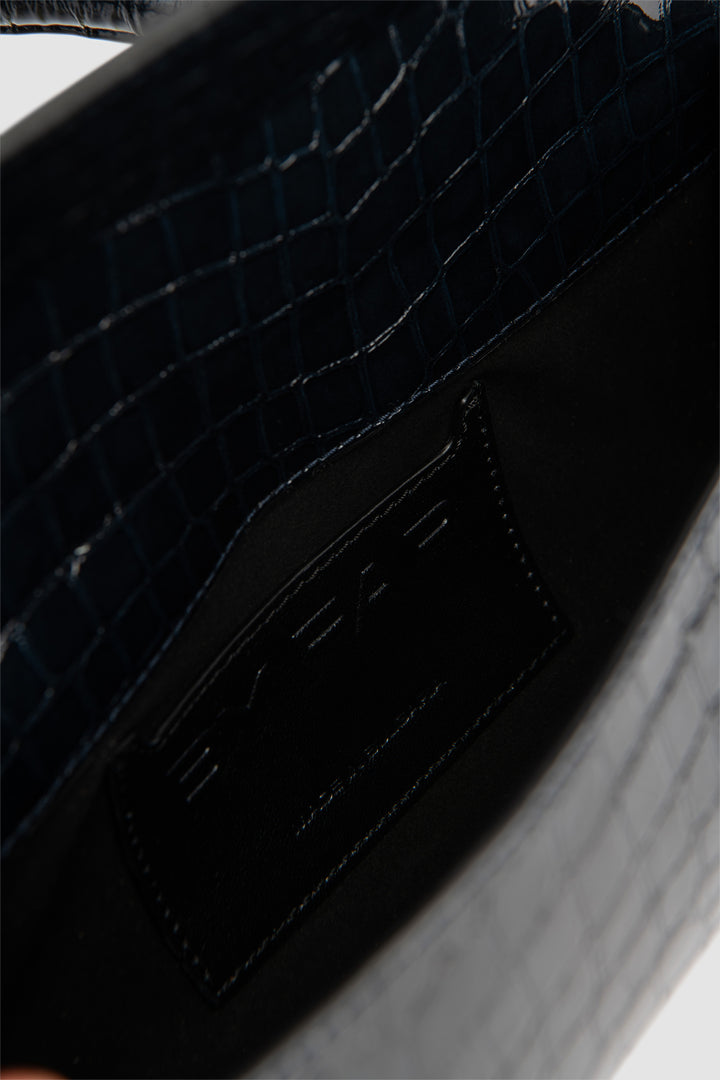 Mini Longa Croco Embossed Top-Handle Bag