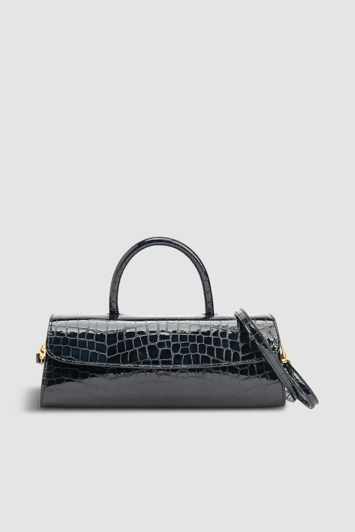 Mini Longa Croco Embossed Top-Handle Bag