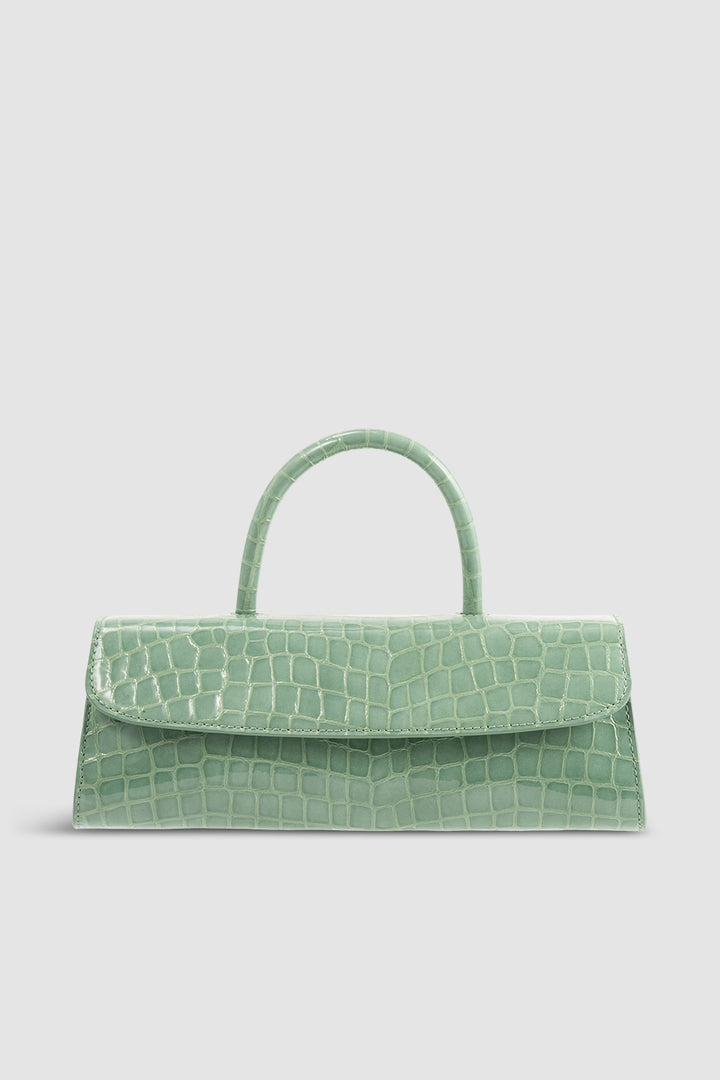 Mini Longa Fresh Croco Embossed Leather Top-Handle Bag
