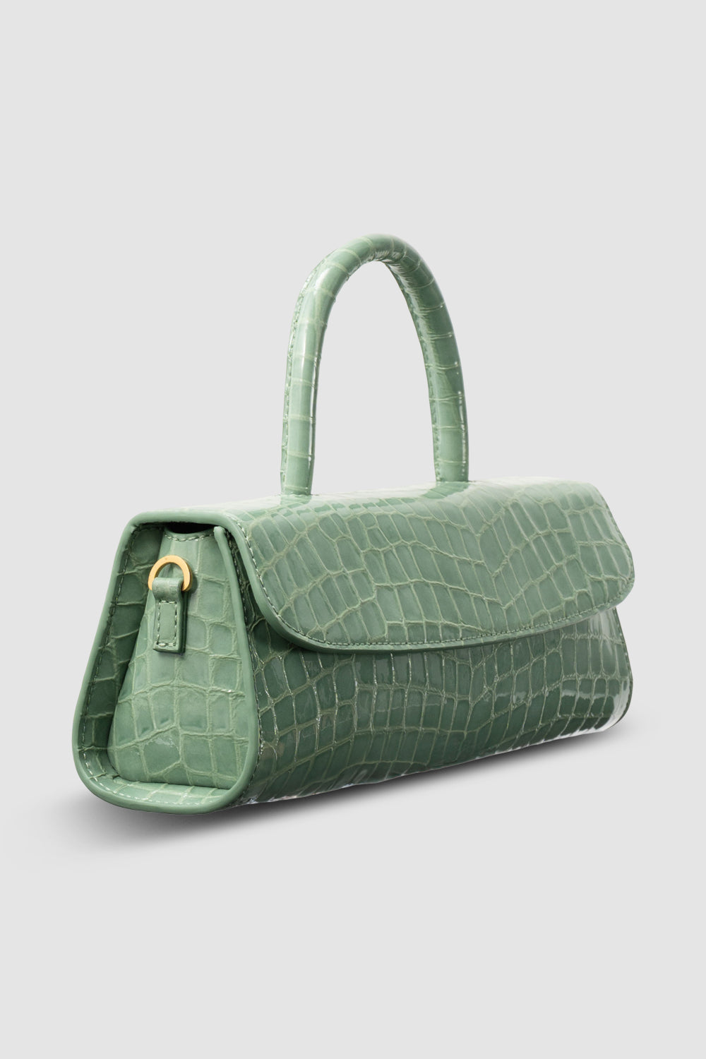 Mini Longa Fresh Croco Embossed Leather Top-Handle Bag
