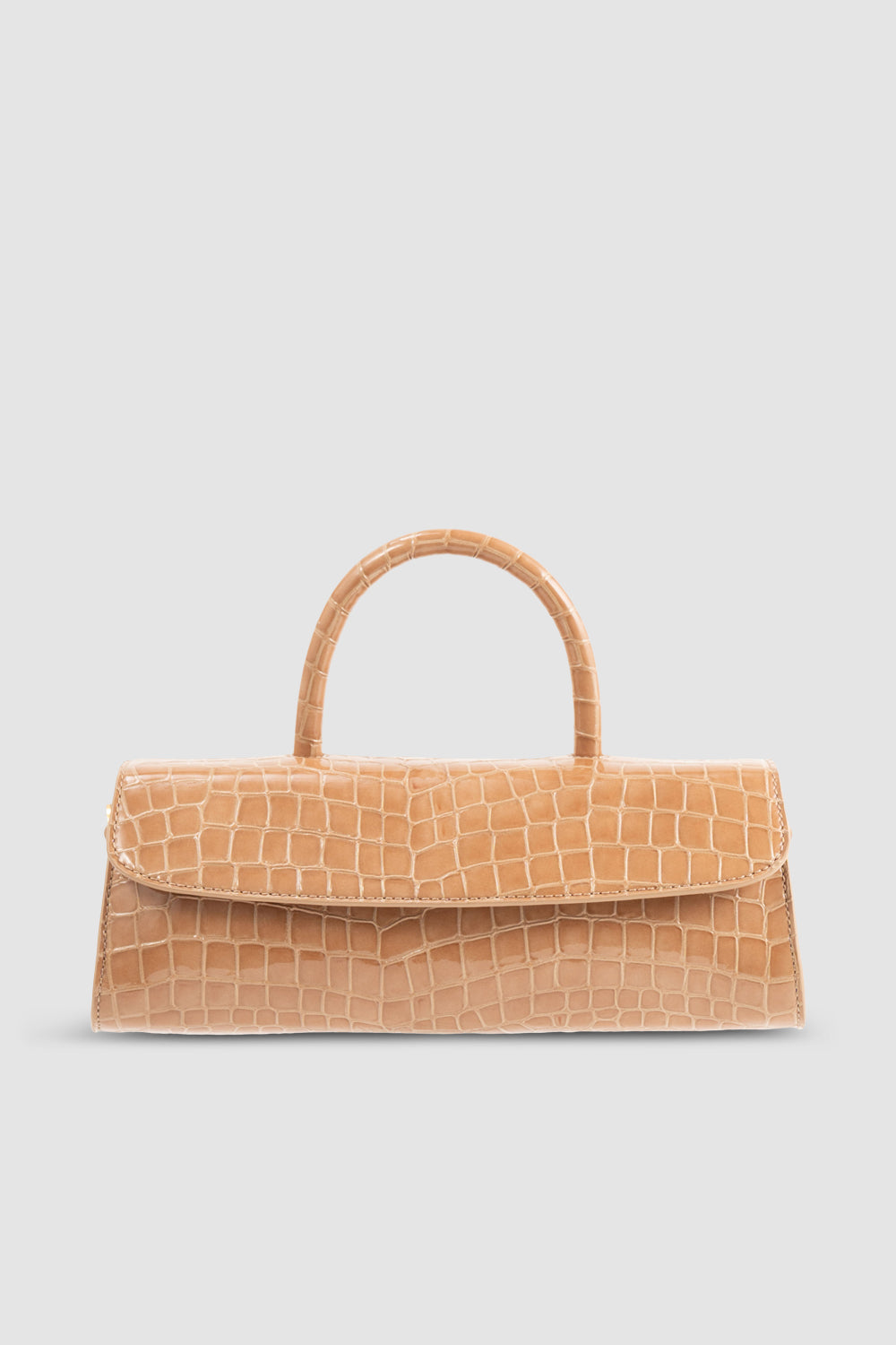 Mini Longa Light Tan Croco Embossed Leather Top-Handle Bag