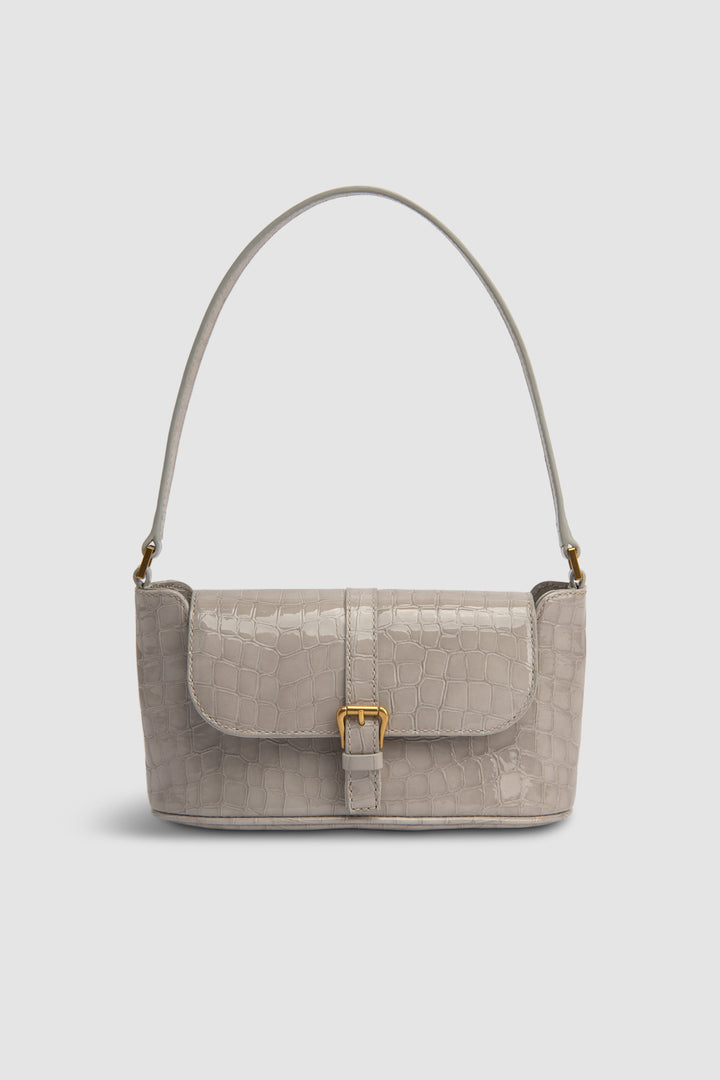 Miranda Baguette Croco Embossed Shoulder Bag