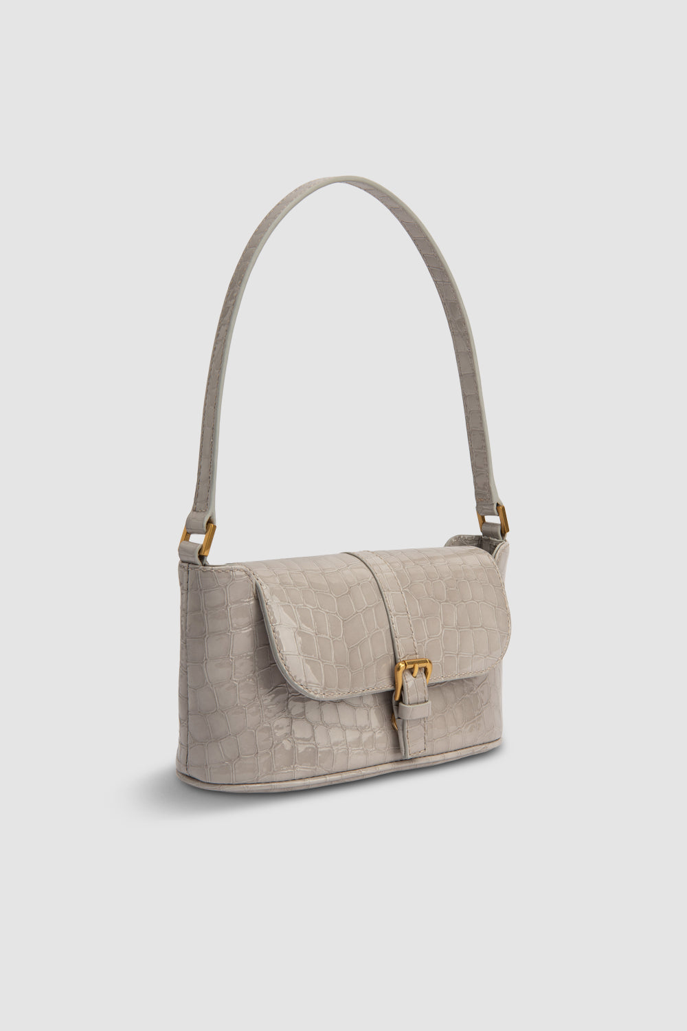Miranda Baguette Croco Embossed Shoulder Bag