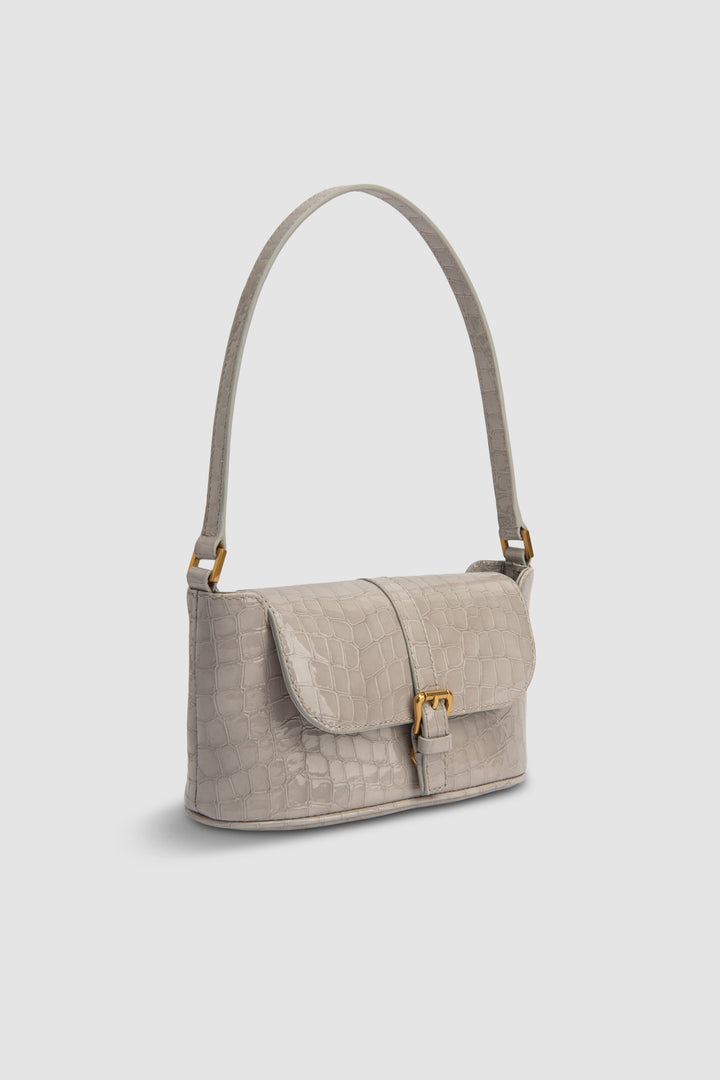Miranda Baguette Croco Embossed Shoulder Bag