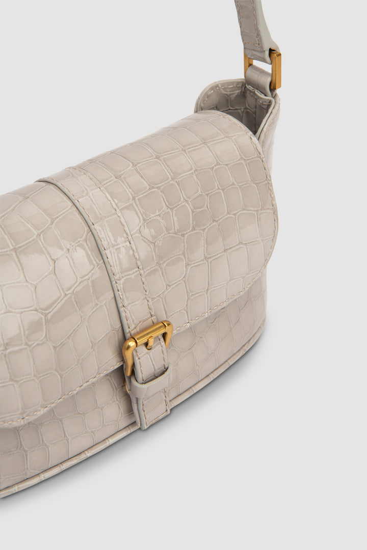 Miranda Baguette Croco Embossed Shoulder Bag