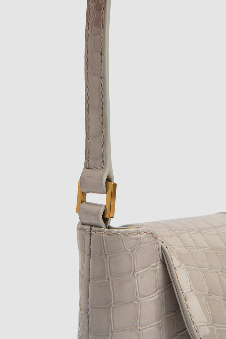 Miranda Baguette Croco Embossed Shoulder Bag