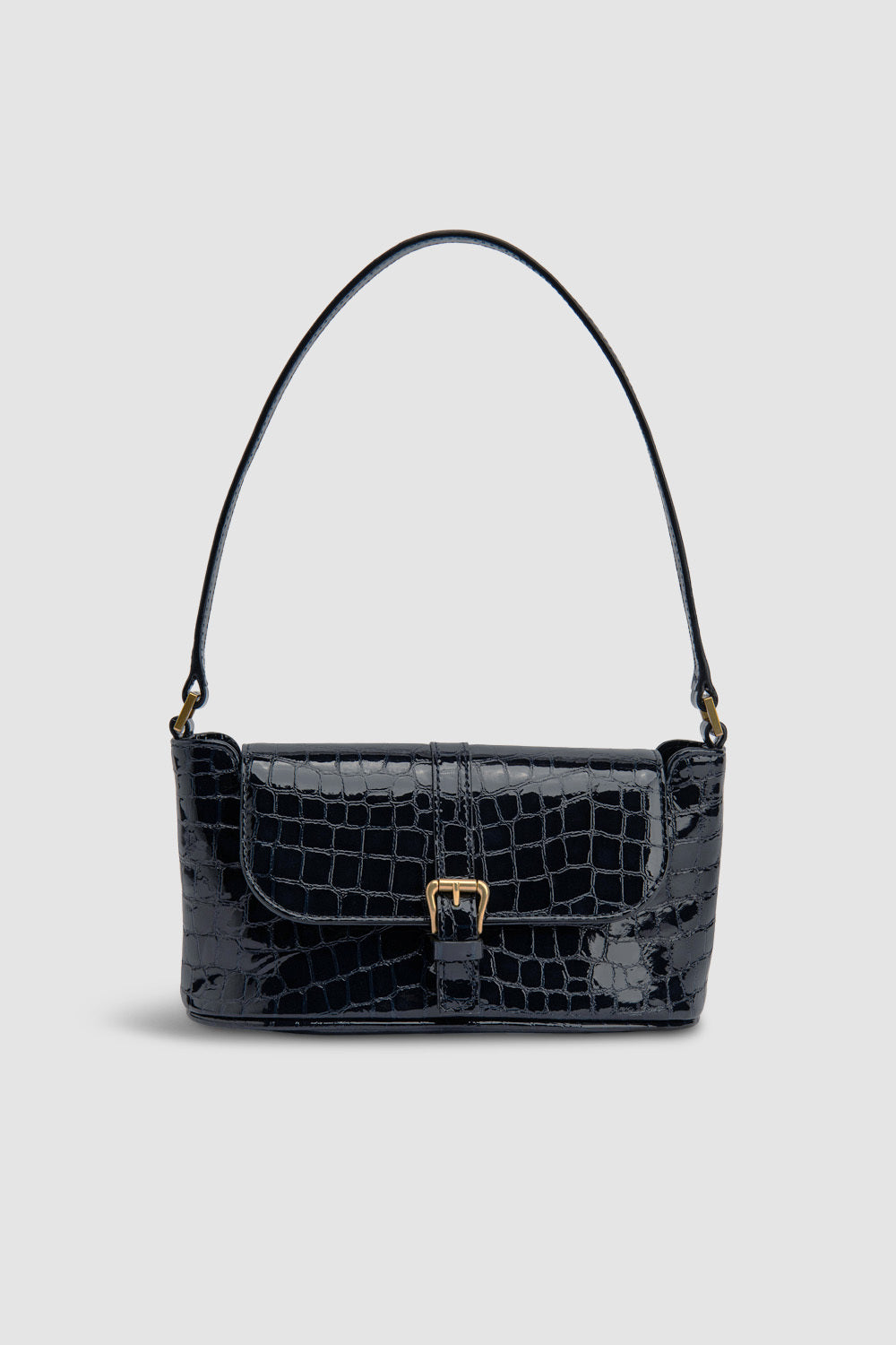 Miranda Baguette Croco Embossed Shoulder Bag