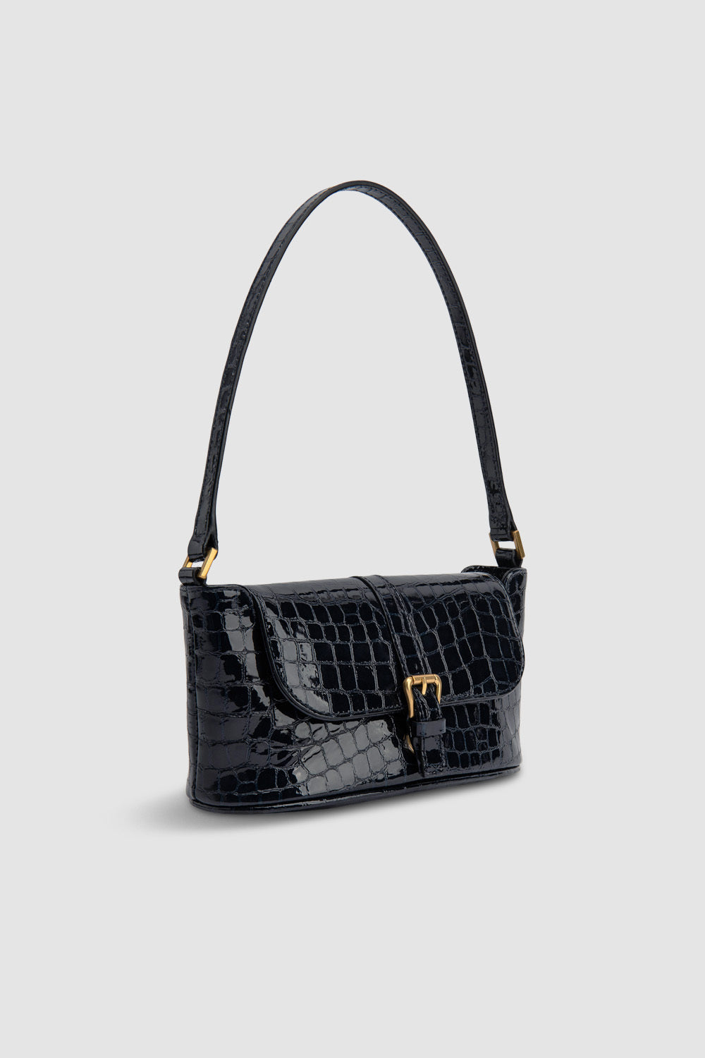 Miranda Baguette Croco Embossed Shoulder Bag