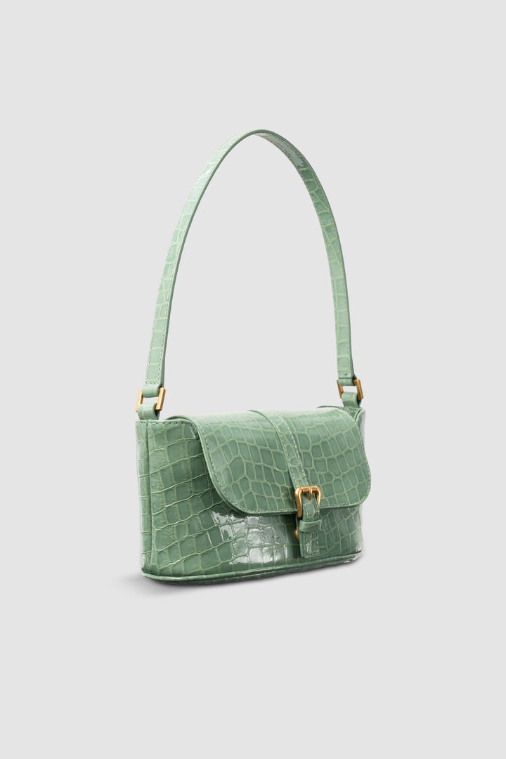 Miranda Baguette Fresh Croco Embossed Leather Shoulder Bag