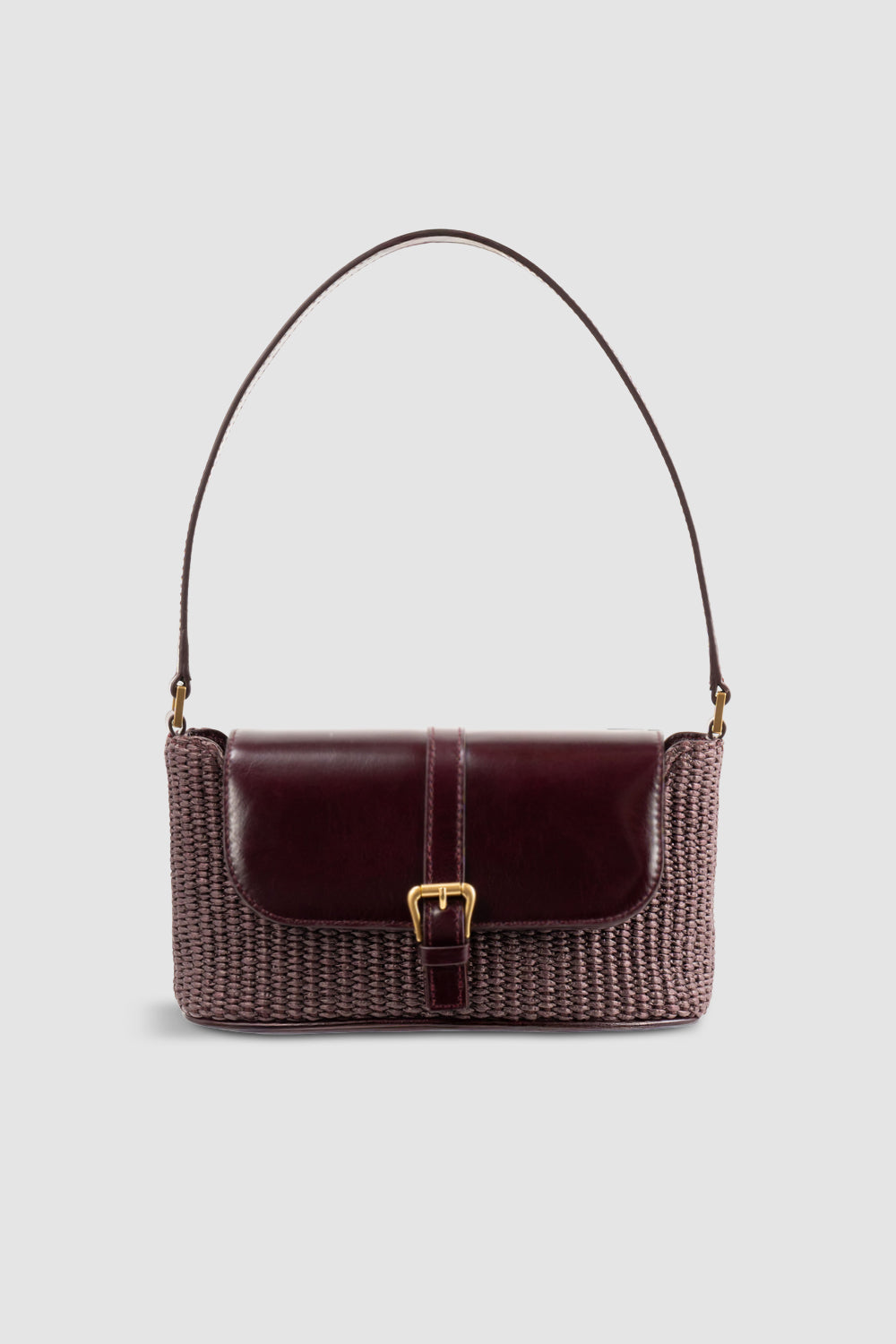 Miranda Baguette Grape Raffia and Calf Leather Shoulder Bag