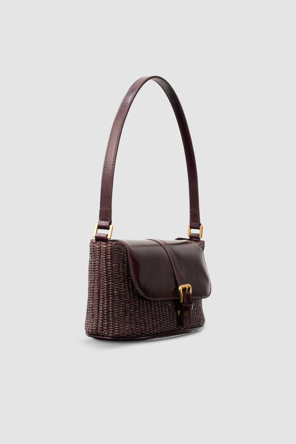 Miranda Baguette Grape Raffia and Calf Leather Shoulder Bag
