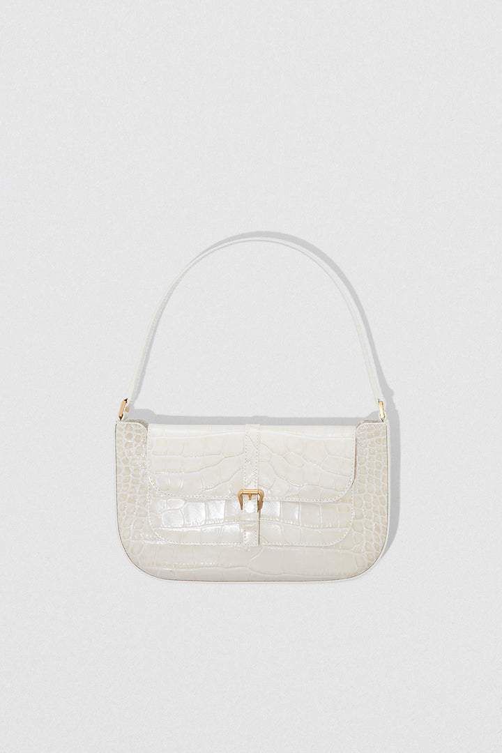 Miranda Cream Croco Embossed Leather