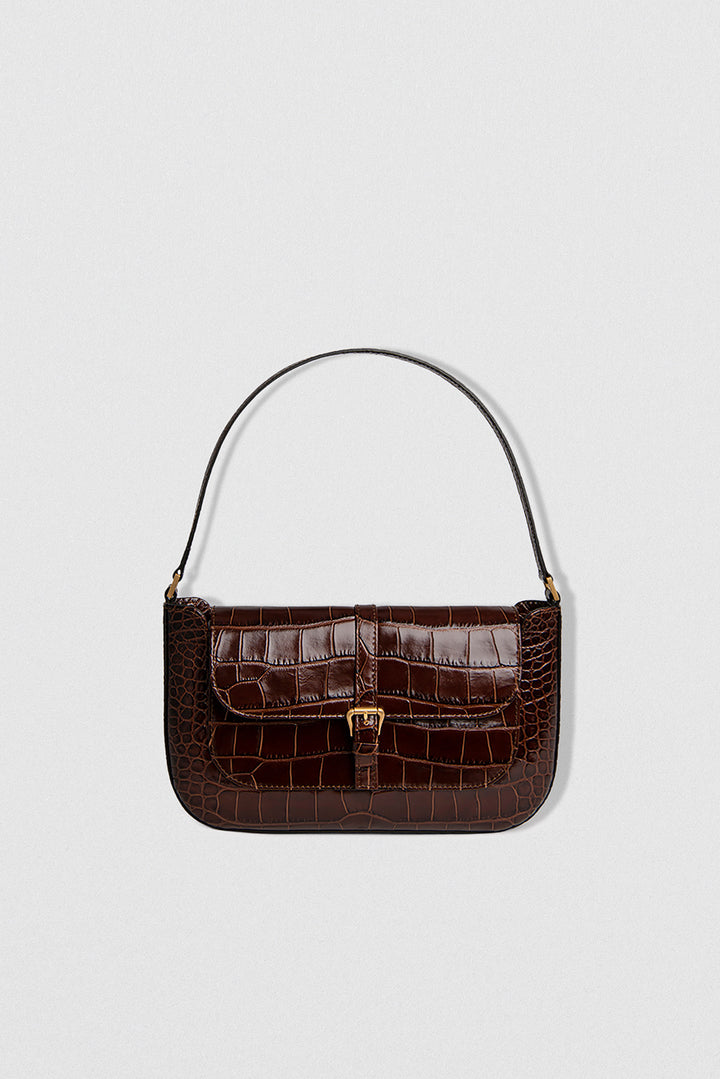 Miranda Nutella Croco Embossed Leather