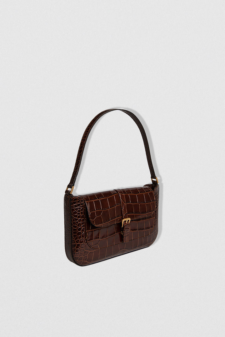 Miranda Nutella Croco Embossed Leather