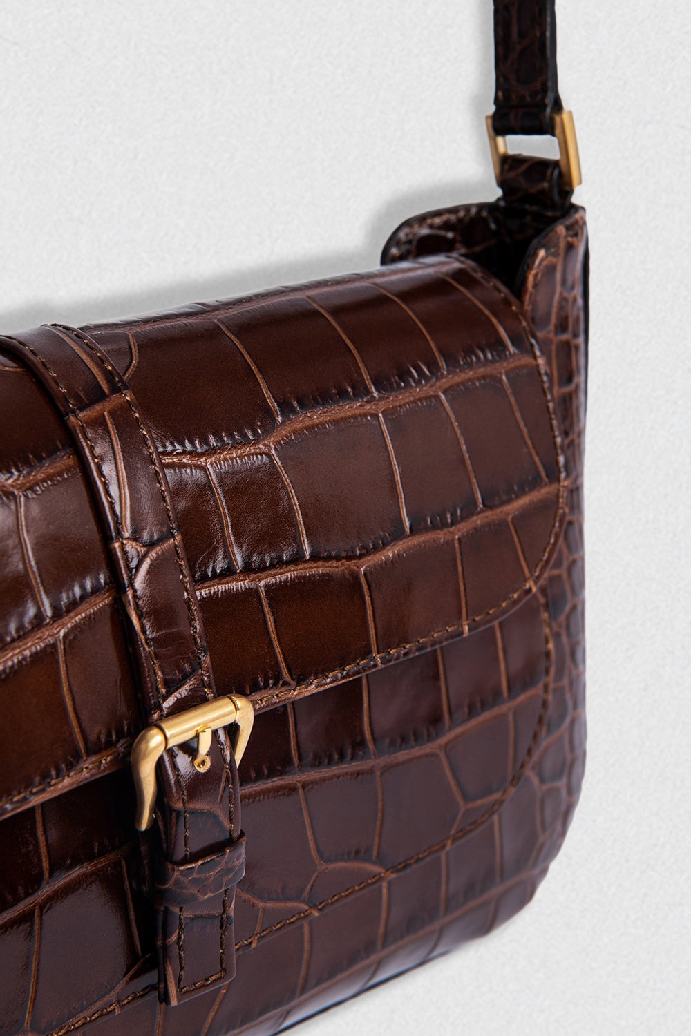 Miranda Nutella Croco Embossed Leather