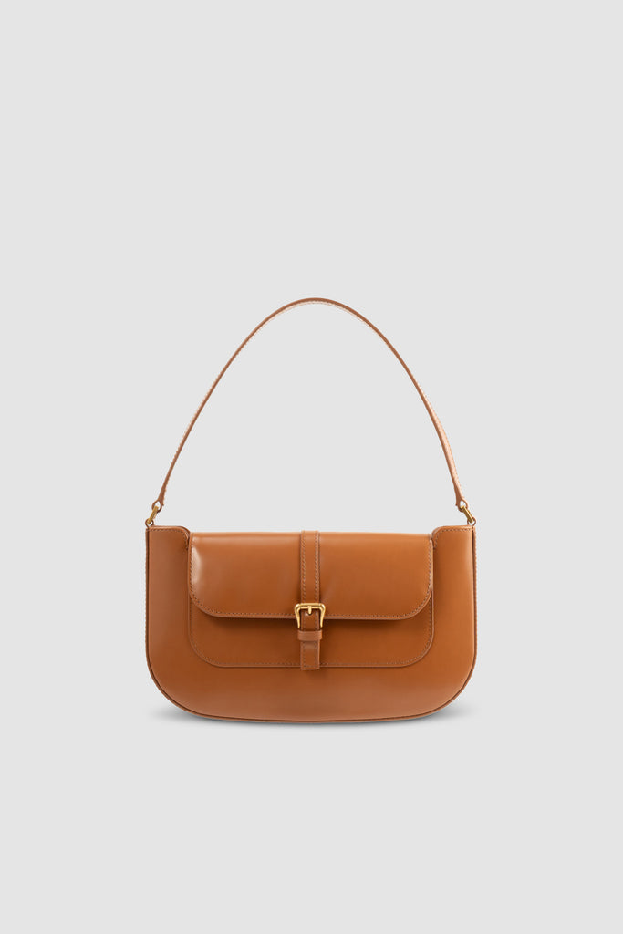 Miranda Summer Tan Semi Patent Leather Shoulder Bag – BY FAR