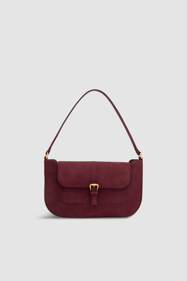 Miranda Sour Cherry Suede Leather Shoulder Bag