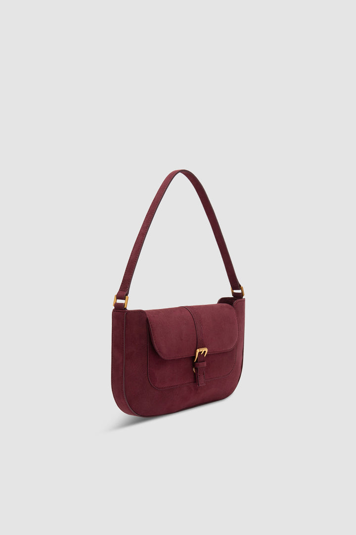 Miranda Sour Cherry Suede Leather Shoulder Bag