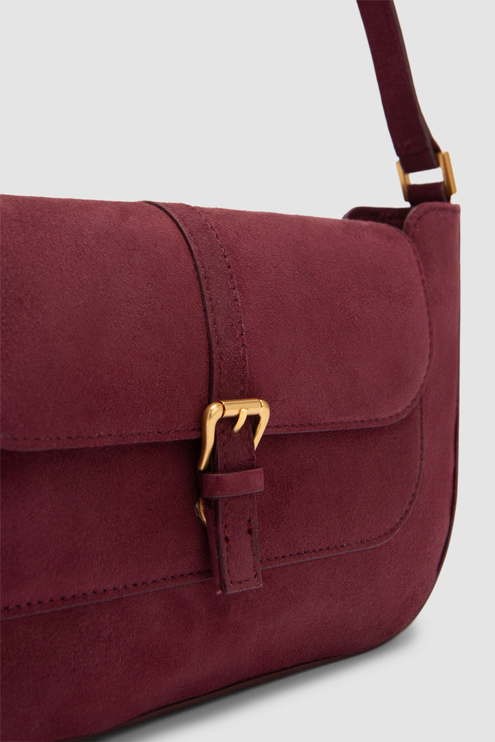 Miranda Sour Cherry Suede Leather Shoulder Bag