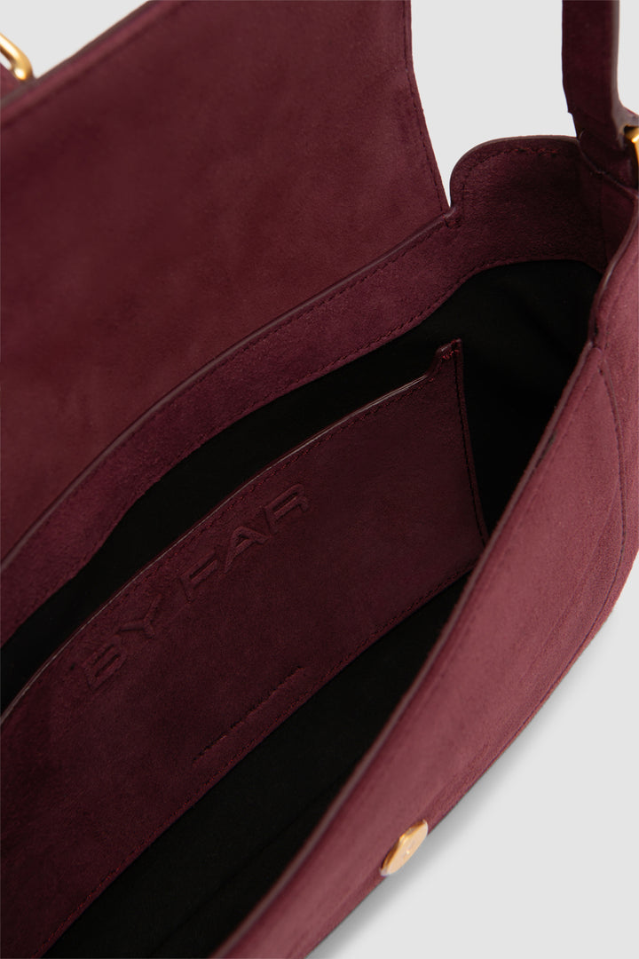 Miranda Sour Cherry Suede Leather Shoulder Bag