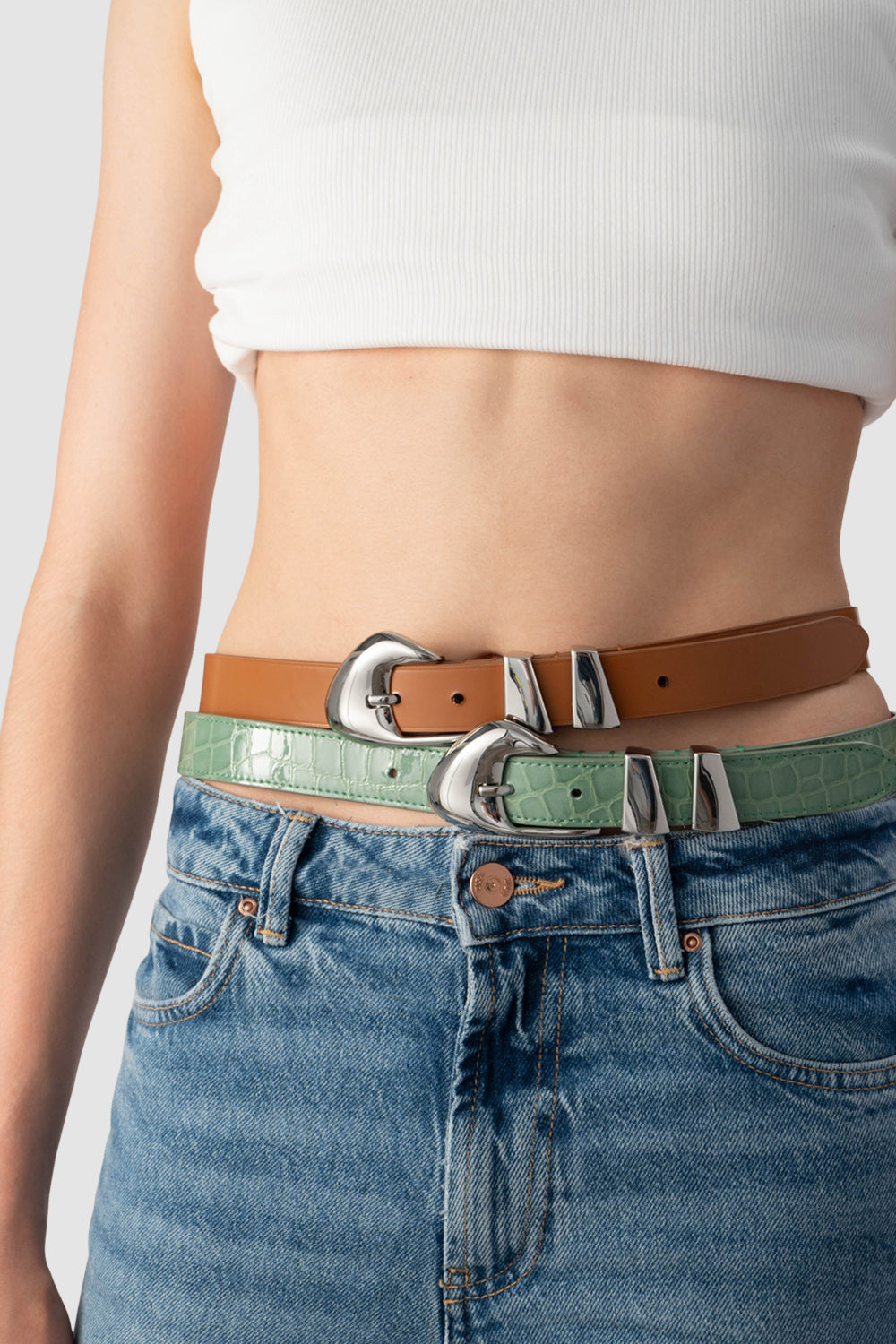 Moore Summer Tan Semi Patent Leather Belt