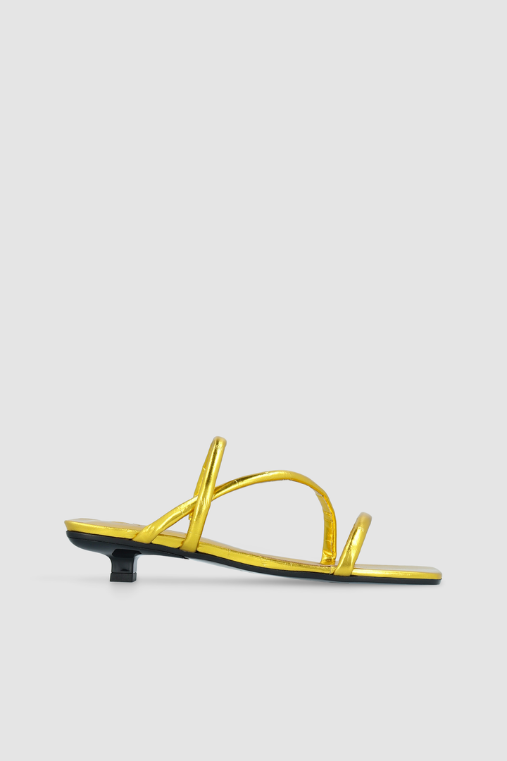 Morena Gold Eel Embossed Metallic Leather Mule