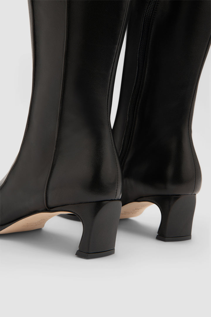 Nieves Black Lamb Nappa Leather Knee-High Boot