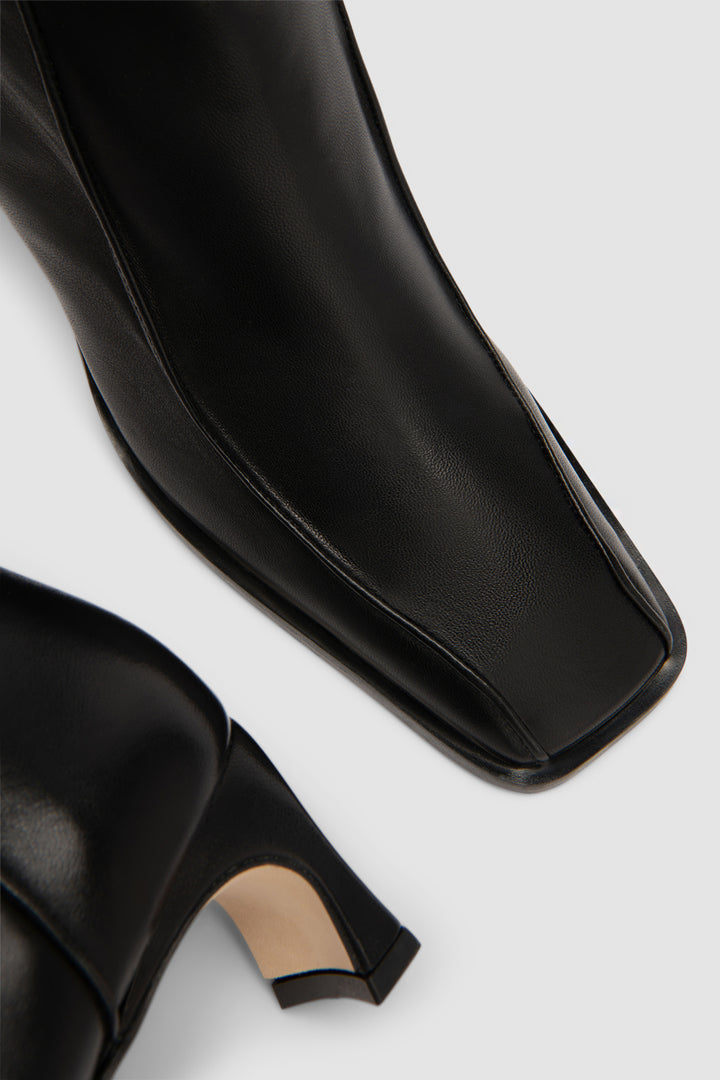 Nieves Black Lamb Nappa Leather Knee-High Boot