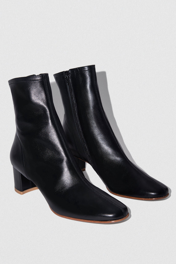 Sofia Black Leather Ankle Boot