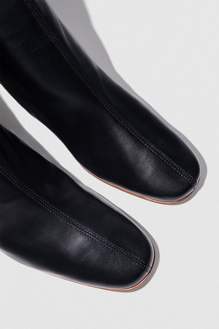 Sofia Black Leather Ankle Boot