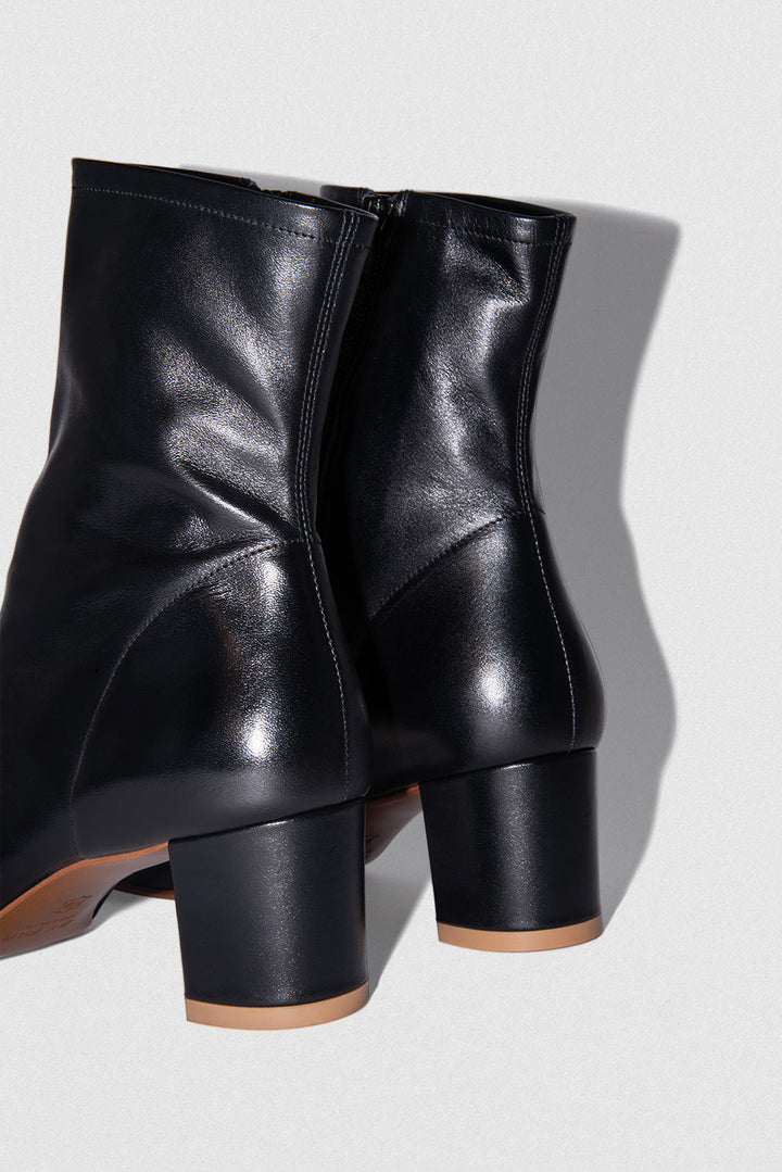 Sofia Black Leather Ankle Boot