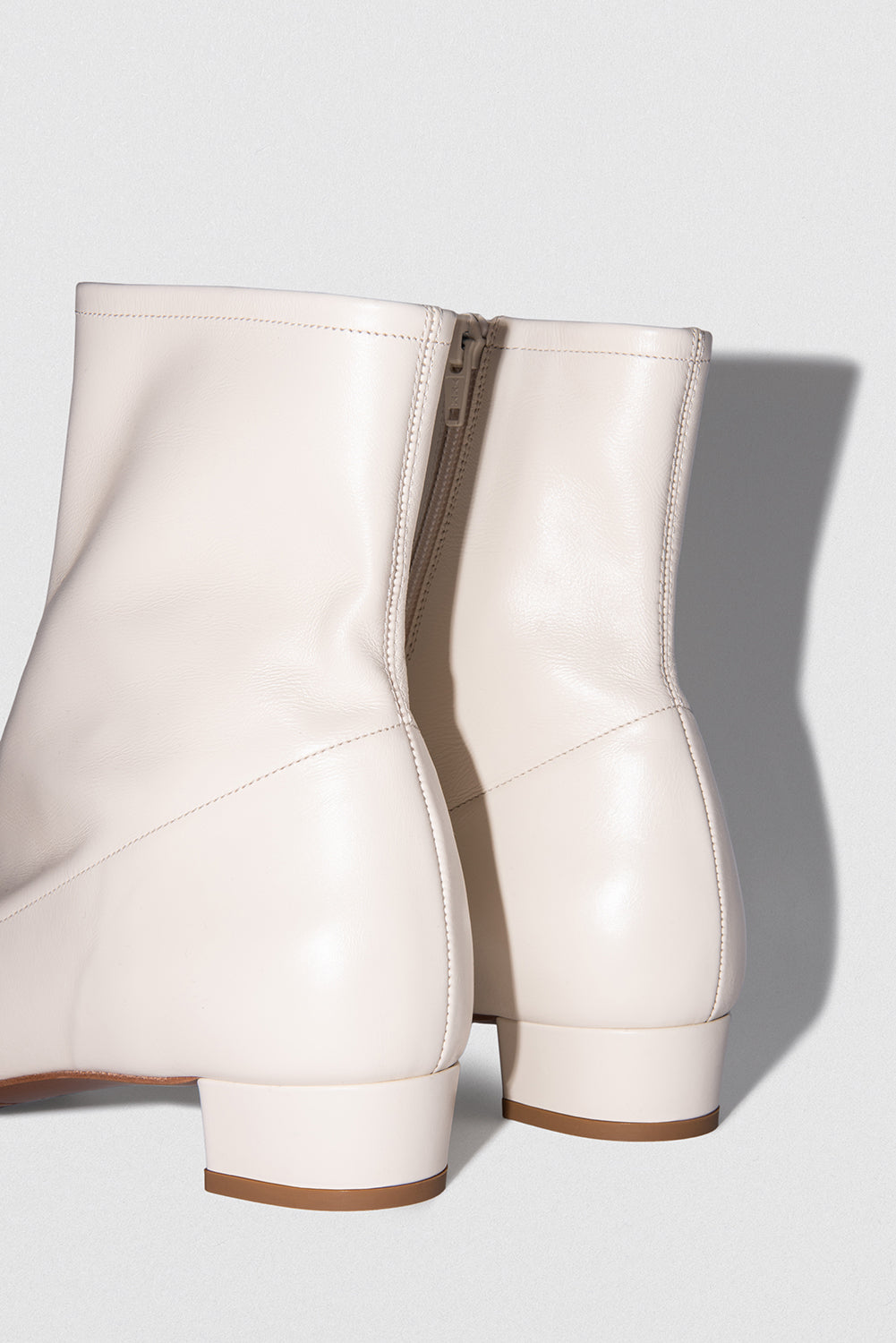 Este White Leather Ankle Boot